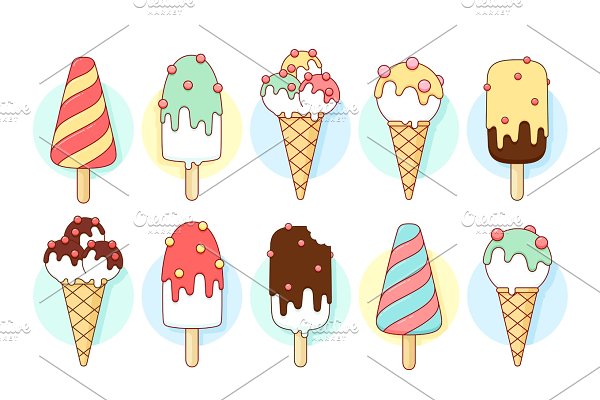 Download Ice cream icons of different types and shapes