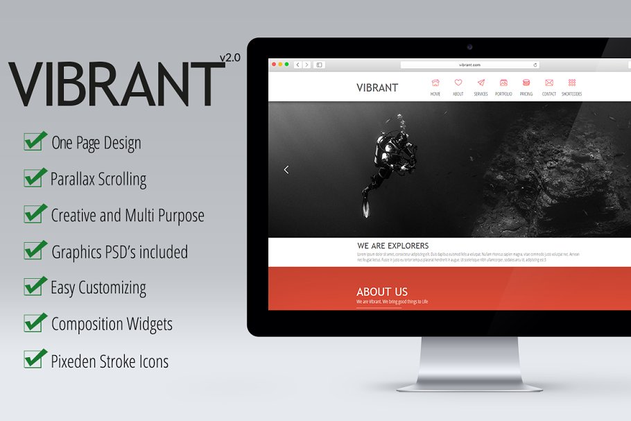 Download Vibrant - OnePage Parallax Muse Temp