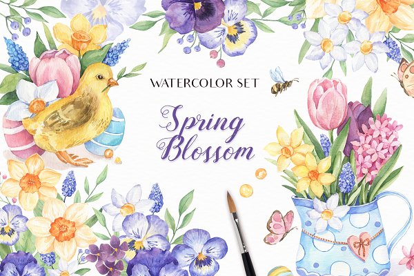 Download SALE!Spring Blossom - Watercolor Set