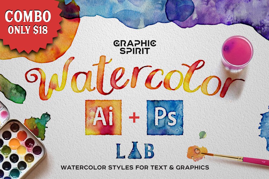 Download Combo: WATERCOLOR Lab Ai+Ps