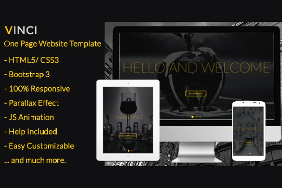 Download Vinci - Responsive Parallax One Page