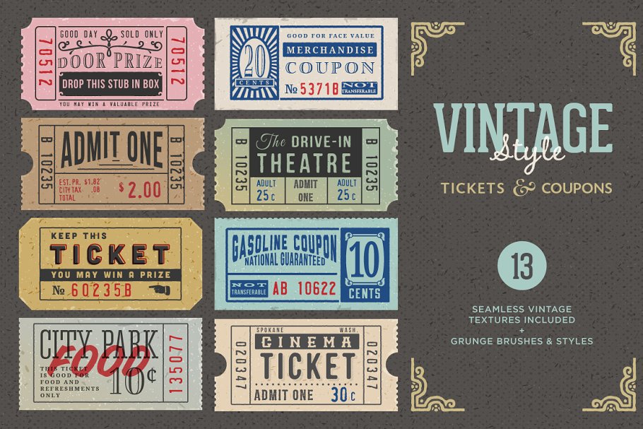 Download Vintage Tickets & Coupons Bundle