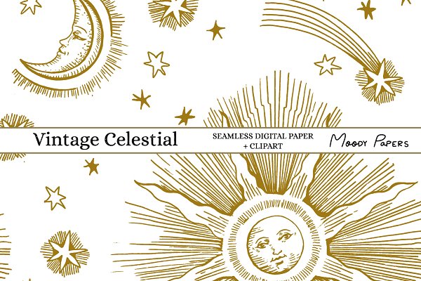 Download Vintage Celestial Seamless Pattern