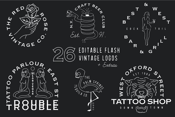 Download 26 HIPSTER FLASH LOGOS + EXTRAS