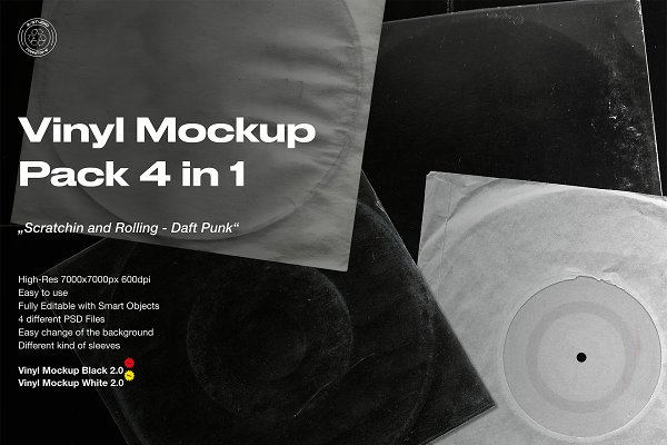 Download Vinyl Mockup Pack 4 in 1