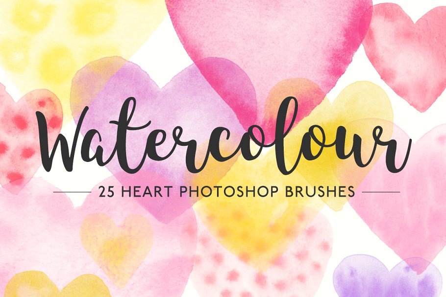 Download Watercolor heart Photoshop brushes