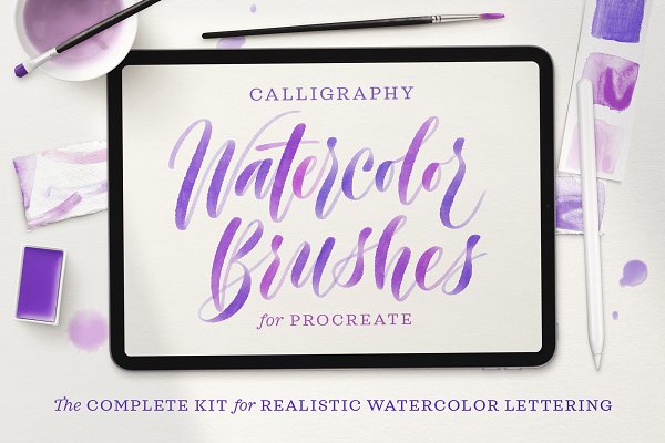 Download Watercolor Script Procreate Brushes