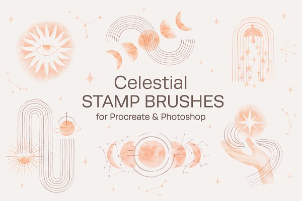 Download Watercolor Celestial Stamp Brushes
