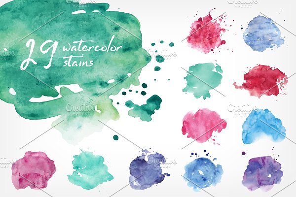 Download vector watercolor stains bundle