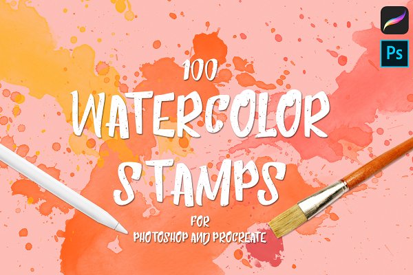 Download Watercolor Stamps Procreate and PS