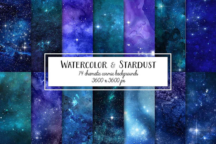 Download Watercolor and Stars Digital Paper