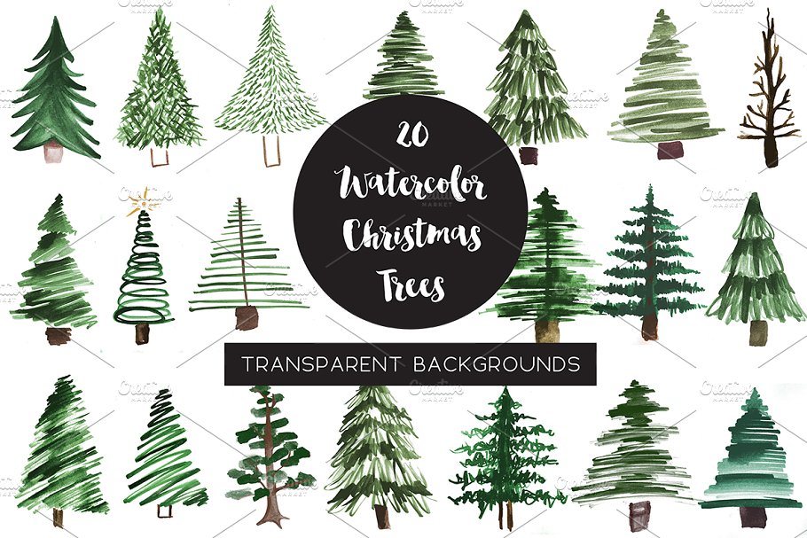 Download Watercolor Pine Tree Clipart