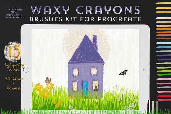 Download Waxy Crayons Procreate Brushes Kit