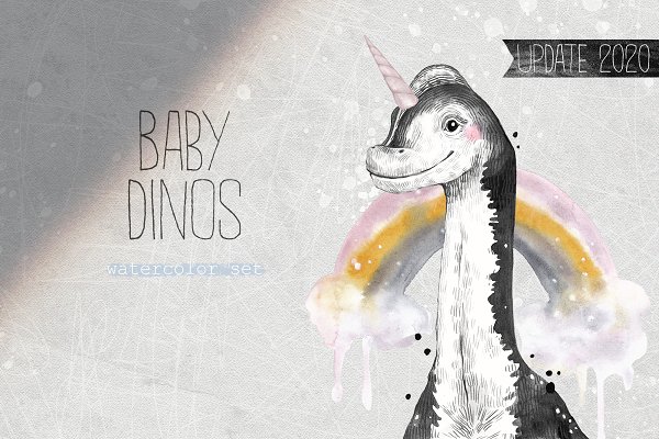 Download BABY DINOS watercolor set