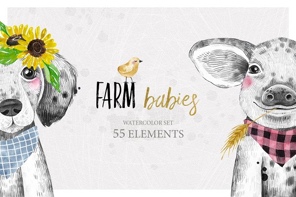 Download FARM BABIES watercolor set