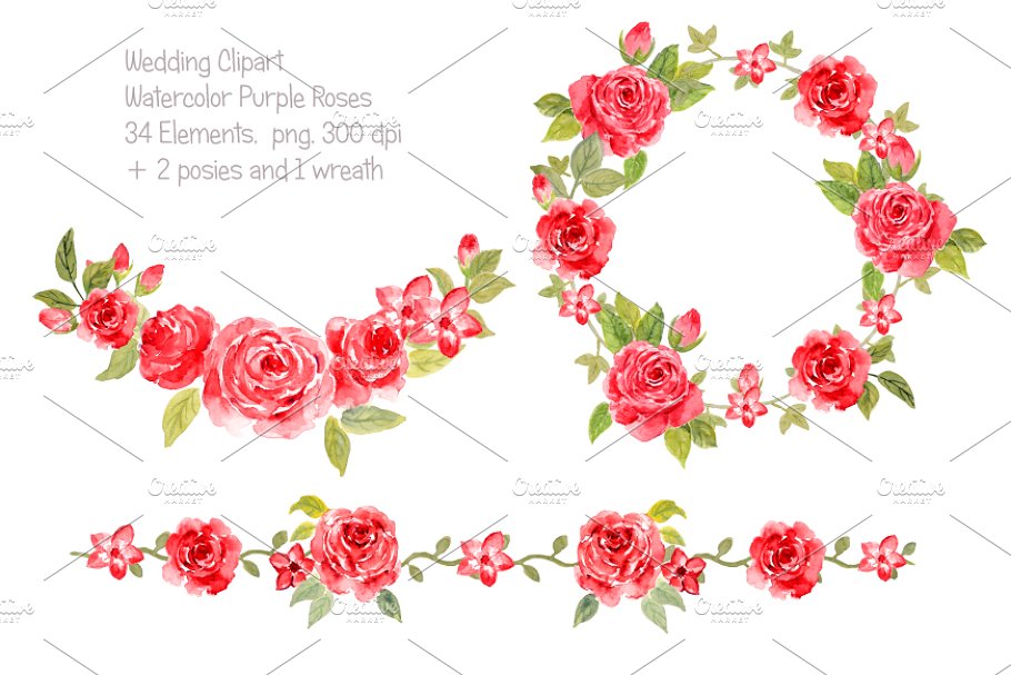 Download Watercolor Wedding Red Roses