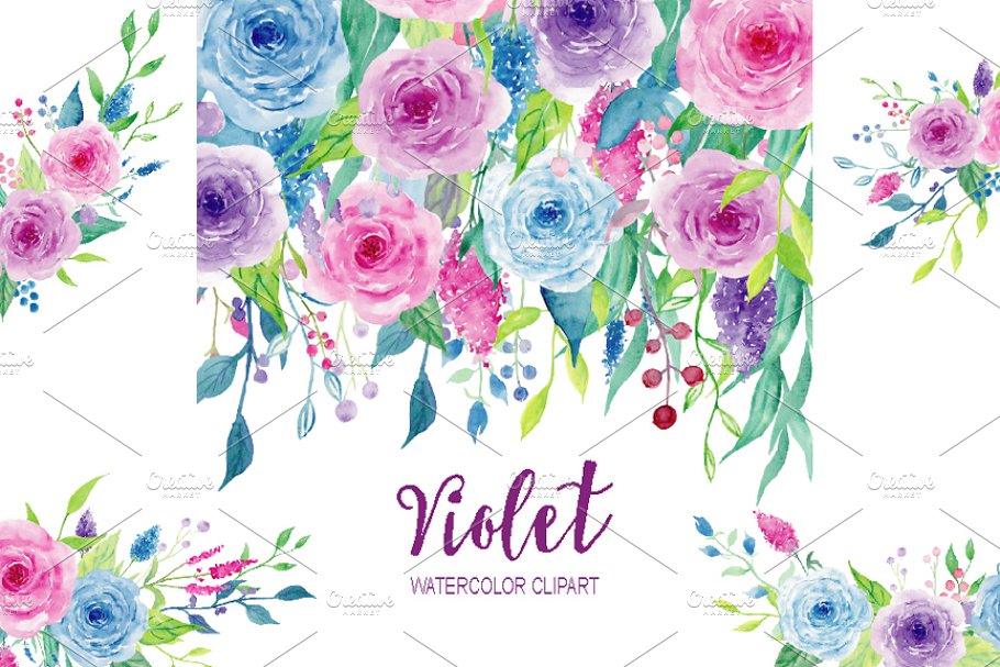 Download Watercolor Clipart Violet Collection