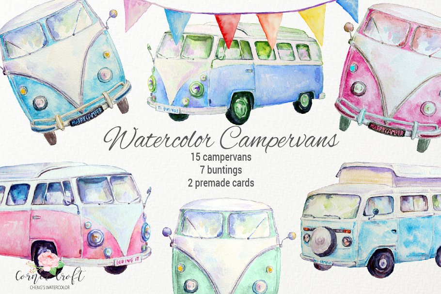Download Watercolor Campervan Leisure Vehicle