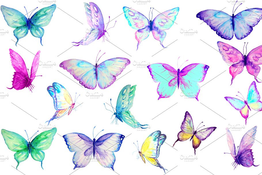 Download Watercolor Clip Art Blue Butterflies