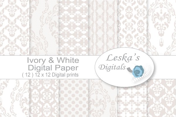 Download White Wedding Digital Paper - Lace