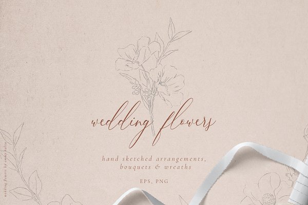 Download Sketched Wedding Flowers Clip Art