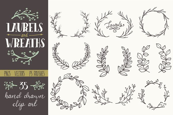 Download Whimsical Laurels & Wreaths Clipart!