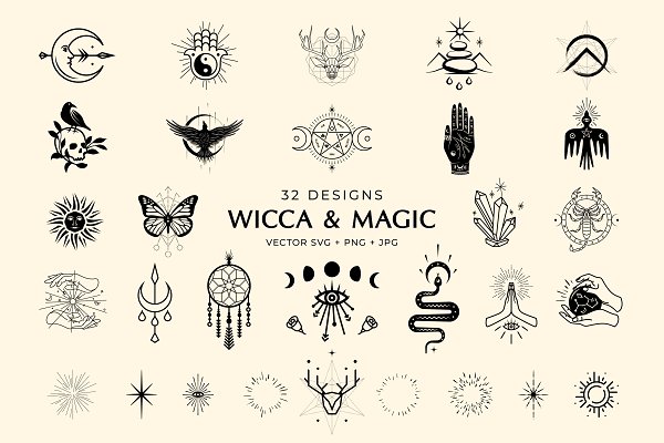 Download Wicca & Magic Celestial vector set