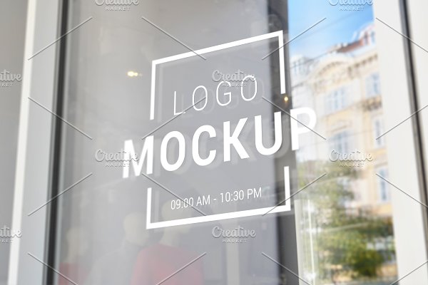 Download Logo mockup on store front door