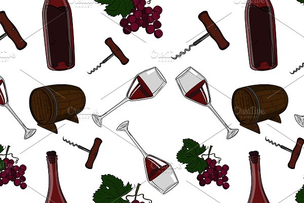 Download Hand drawn pattern of wine