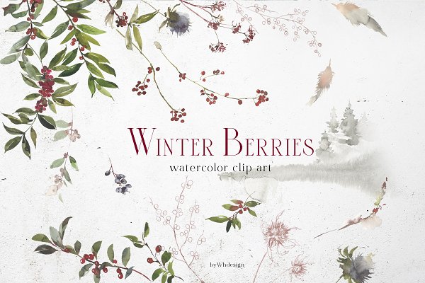 Download Winter Berries Christmas Watercolour