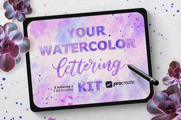 Download Watercolor Lettering kit - Procreate