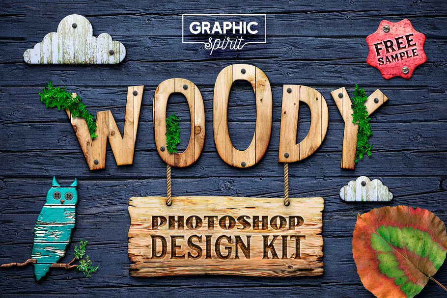 Download WOODY Texture Photoshop Styles KIT