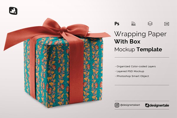 Download Wrapping Paper Mockup With Box