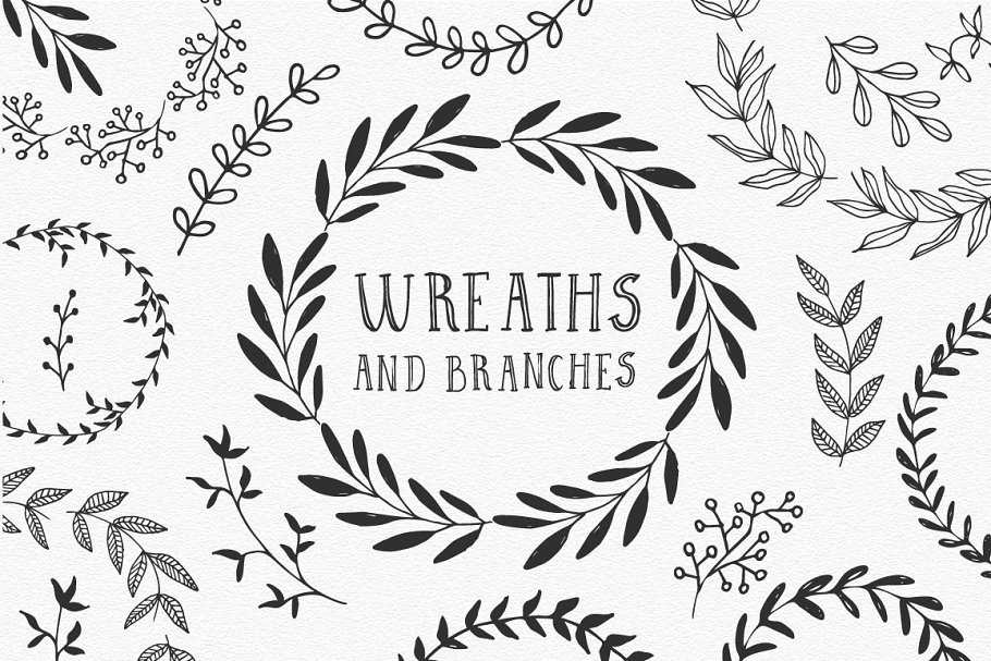 Download Hand drawn Wreaths and branches