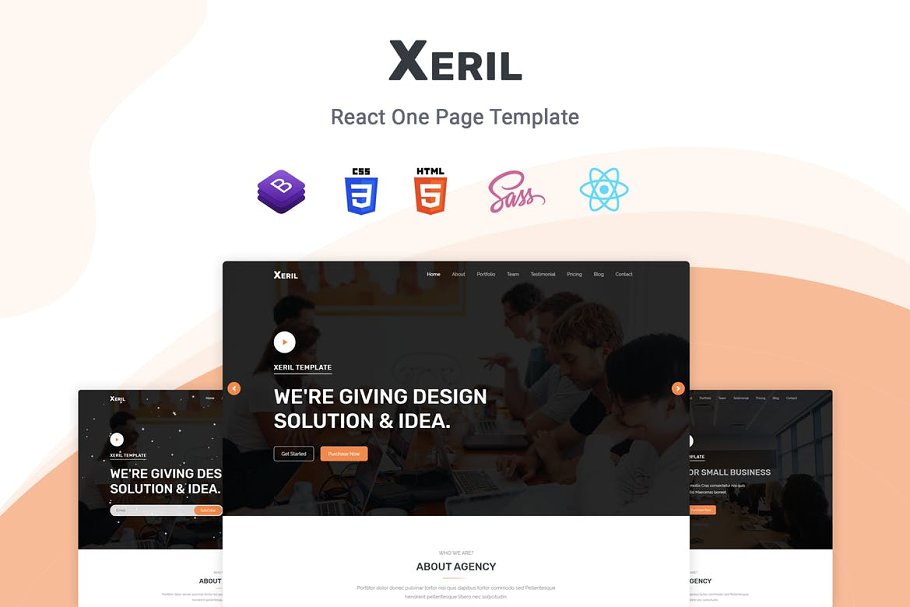 Download Xeril - React One Page Template