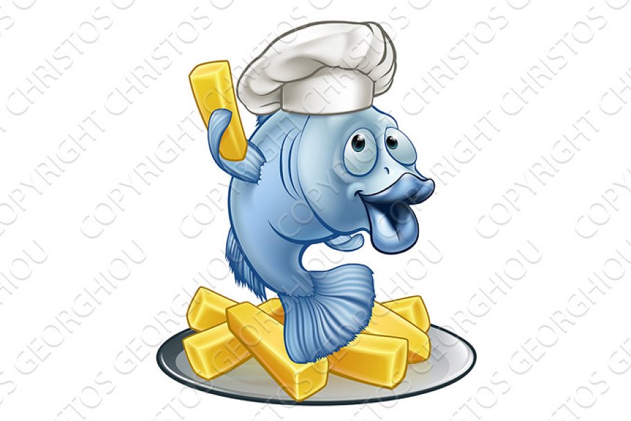 Download Fish and Chips Chef Cartoon Character