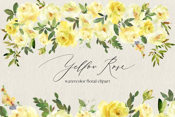 Download Yellow Rose Watercolor Flowers PNG