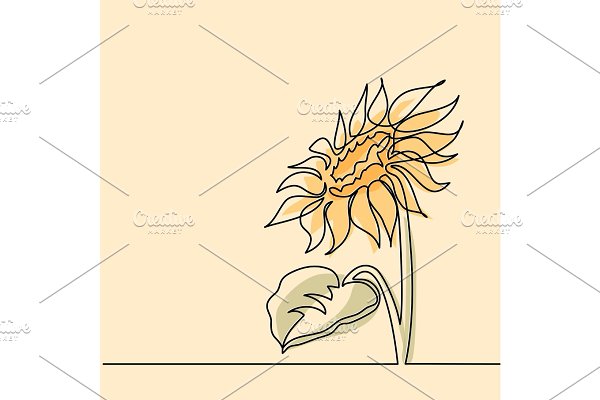 Download Beautiful sunflower one line drawing