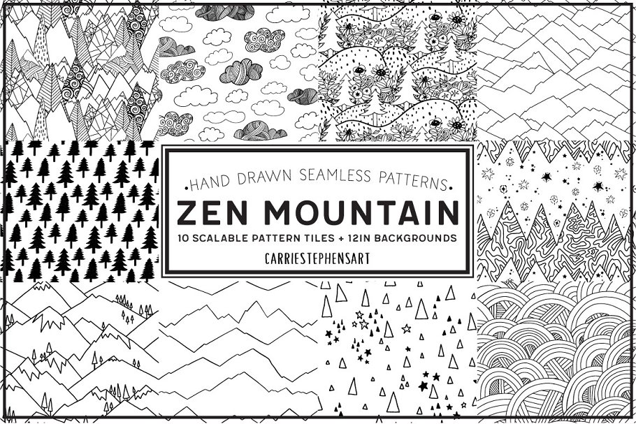 Download Zen Mountain Seamless Pattern Repeat