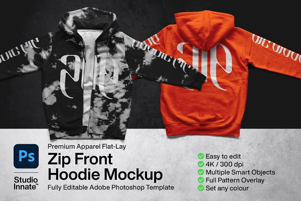 Download Zip Front Hoodie Mockup