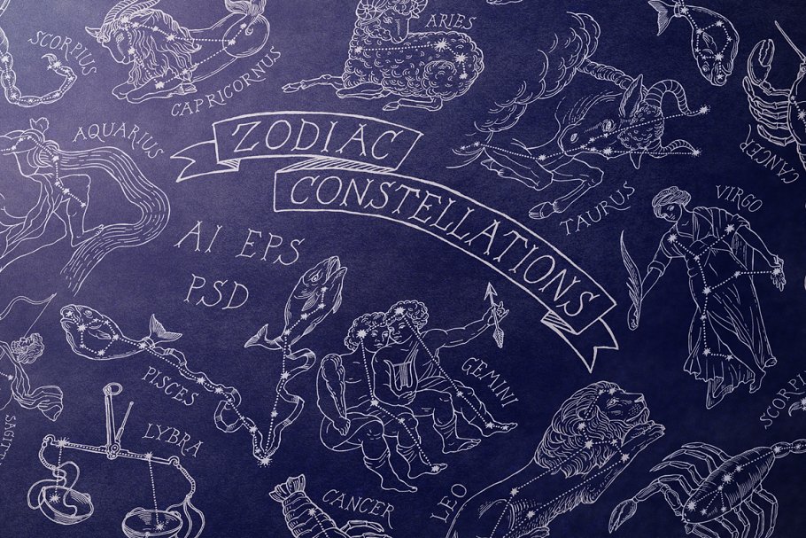 Download Zodiac Constellations set & Pattern