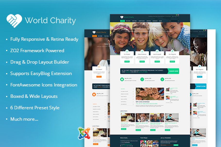 Download ZT Charity responsive joomla theme