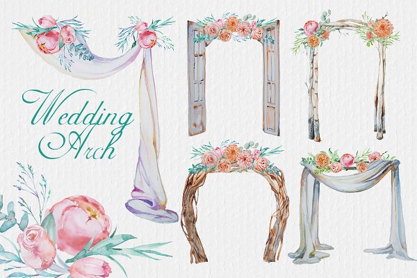 Download Watercolor Wedding Arches Clipart