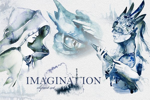 Download Watercolor Imagination Clipart Set