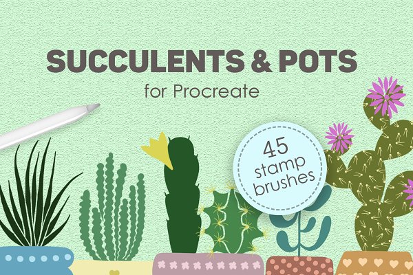 Download Succulents and pots stamp brushes
