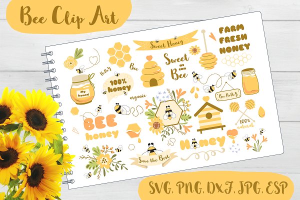 Download Bee clipart - Sweet Honey Elements
