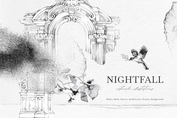 Download NIGHTFALL Watercolor & Graphic set