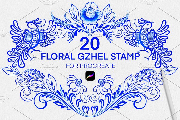 Download Gzhel Rus Floral Brushes Procreate