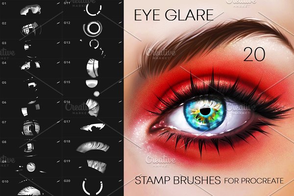 Download 20 Eye Glare Brushes Procreate