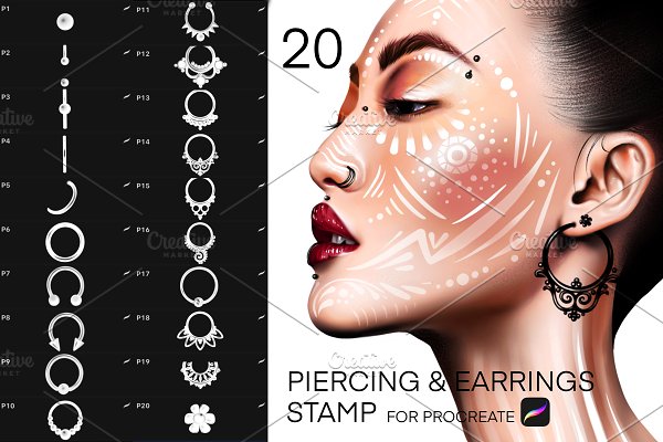 Download Procreate Piercing & Earrings Stamp